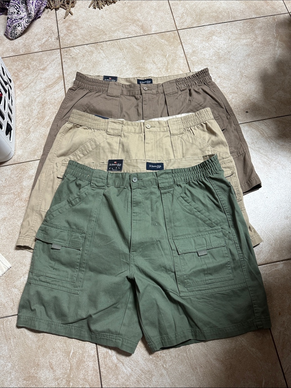 St. John's Bay Men’s Cargo Shorts - Green, Tan, Brown